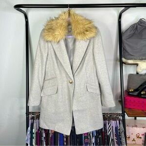 TOPSHOP Monica Light Gray Faux Fur Coat